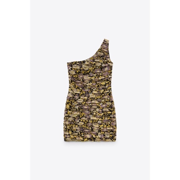 Zara Women’s Draped Floral Print Dress Yellow Small - Picture 5 of 10